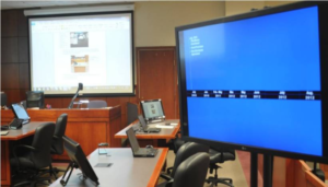 Photo of Technology Setup in a Courtroom